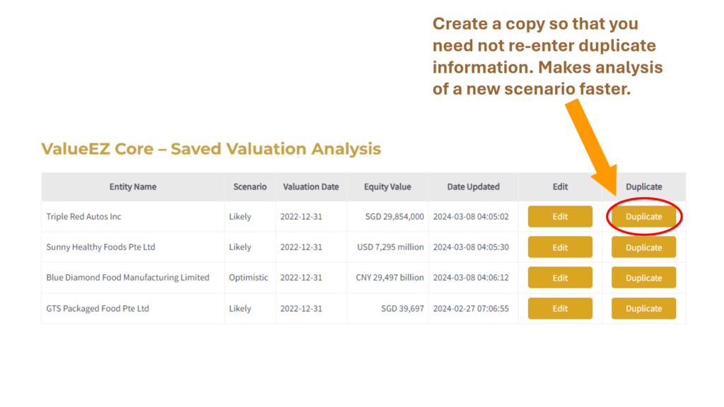 Saved ValueEZ Core Analysis
